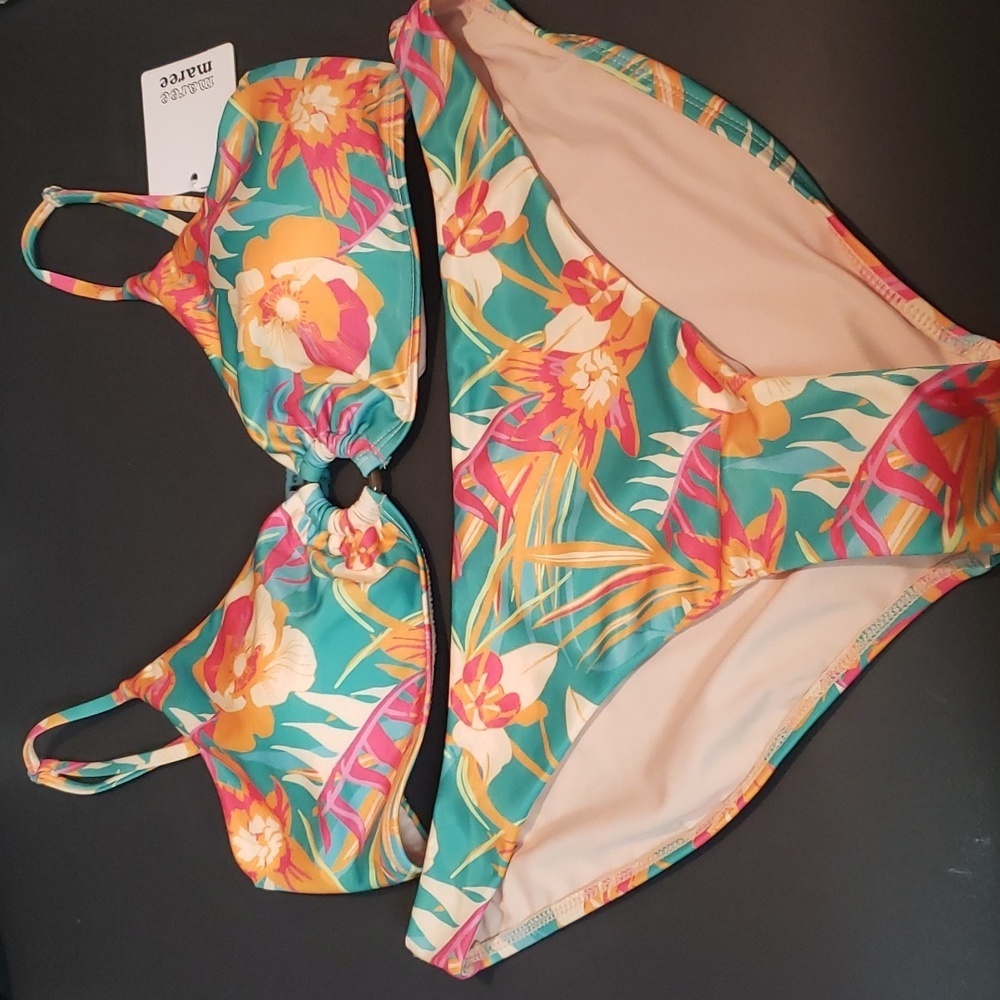 Maree Maree Bright Tropical Print Bikini, size 14
